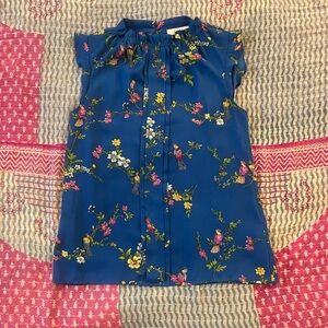 Floral Blue Sleeveless Top